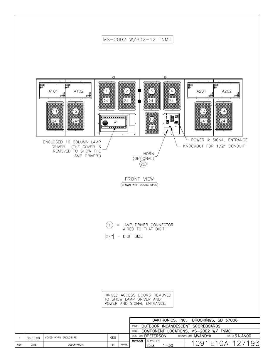 Drawing a-127193 | Daktronics BA-515 User Manual | Page 108 / 144