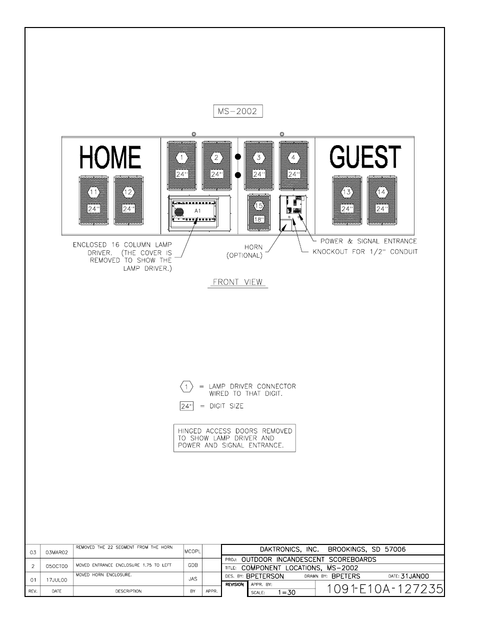 Drawing a-127235 | Daktronics BA-515 User Manual | Page 110 / 144