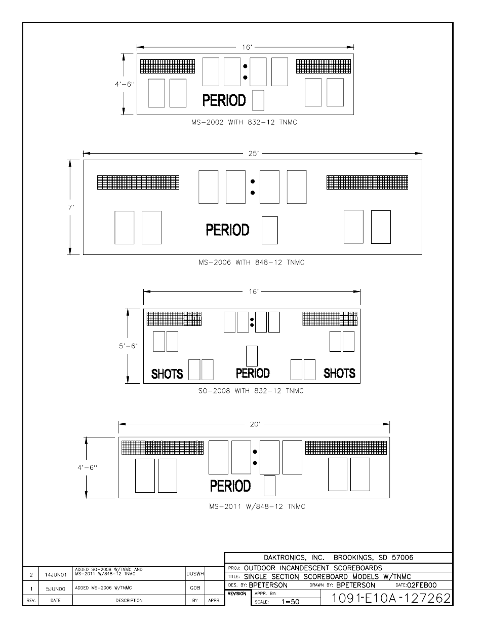 Drawing a-127262 | Daktronics BA-515 User Manual | Page 111 / 144