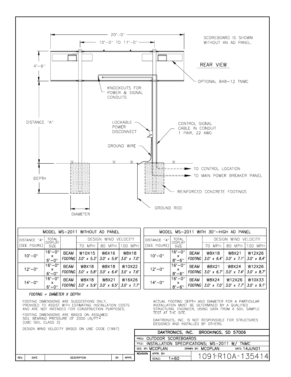 Drawing a-135414 | Daktronics BA-515 User Manual | Page 119 / 144