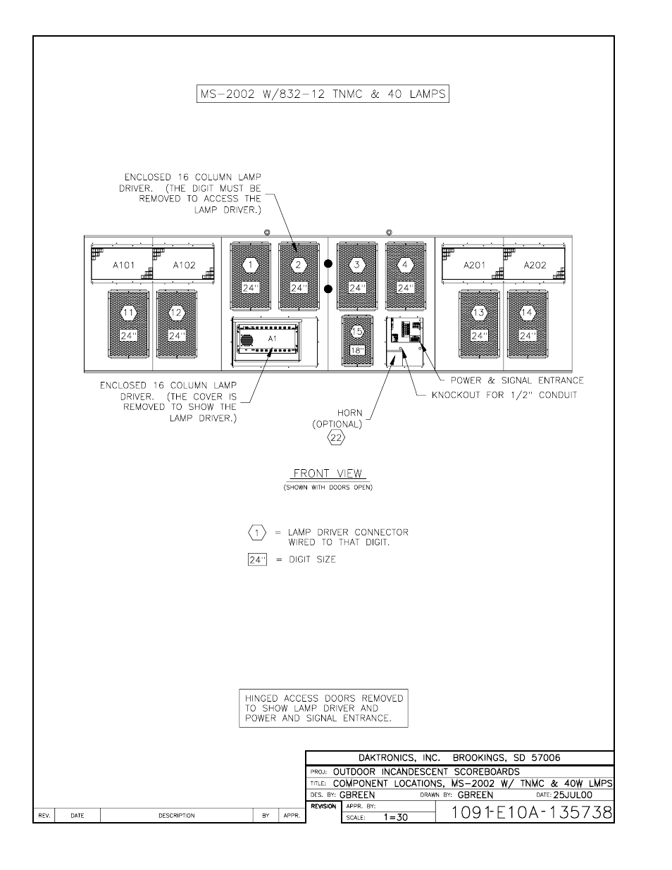 Drawing a-135738 | Daktronics BA-515 User Manual | Page 121 / 144