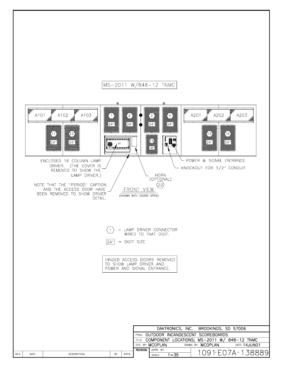 Drawing a-138889 | Daktronics BA-515 User Manual | Page 123 / 144