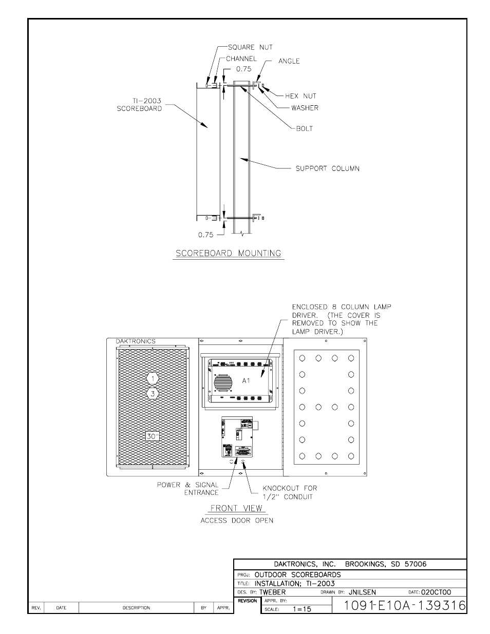 Drawing a-139316 | Daktronics BA-515 User Manual | Page 124 / 144