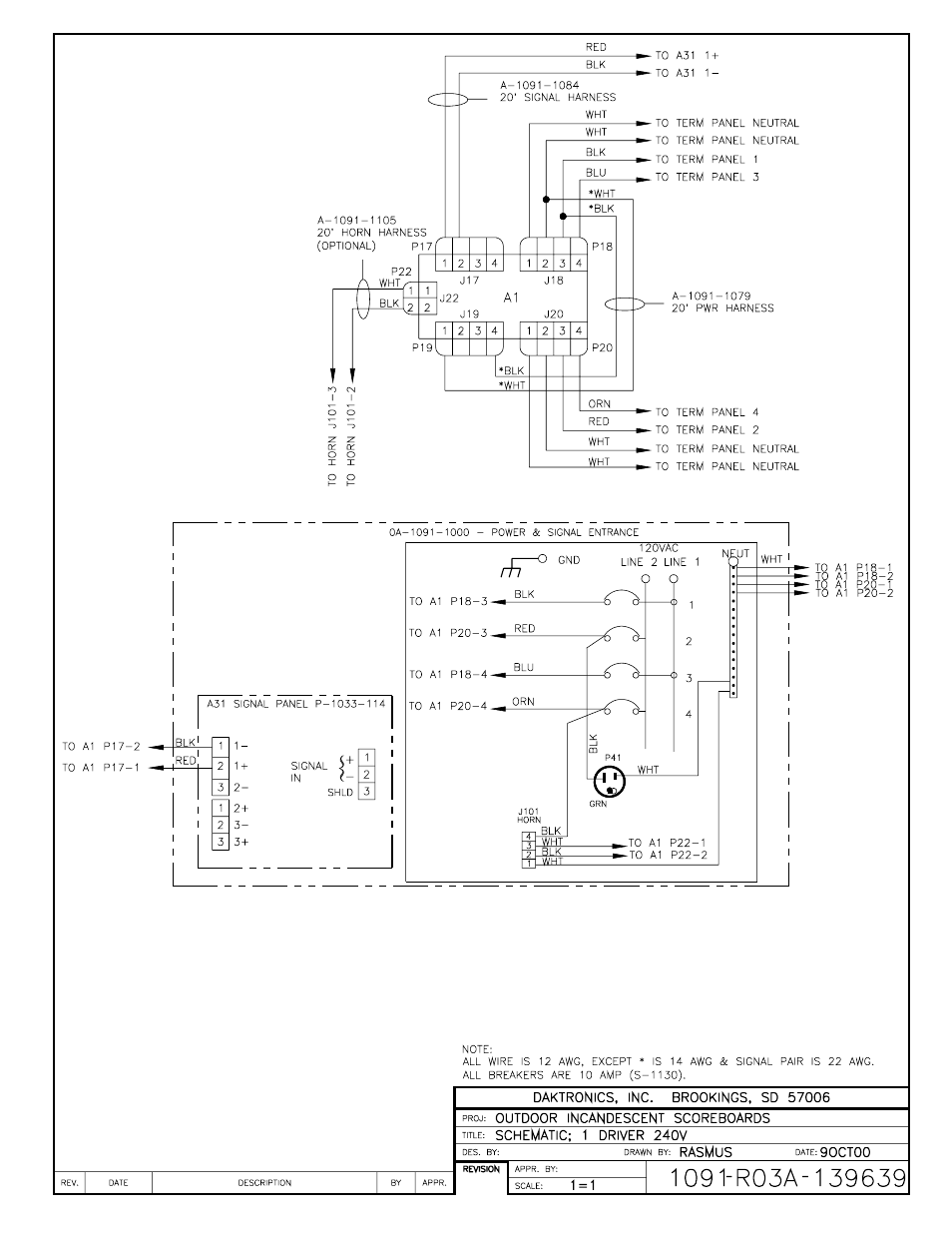 Drawing a-139639 | Daktronics BA-515 User Manual | Page 125 / 144