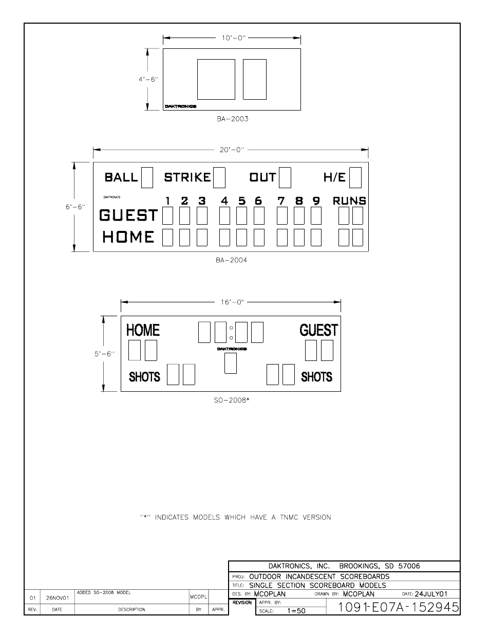 Drawing a-152945 | Daktronics BA-515 User Manual | Page 131 / 144