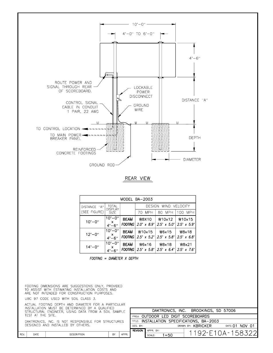 Drawing a-158322 | Daktronics BA-515 User Manual | Page 133 / 144