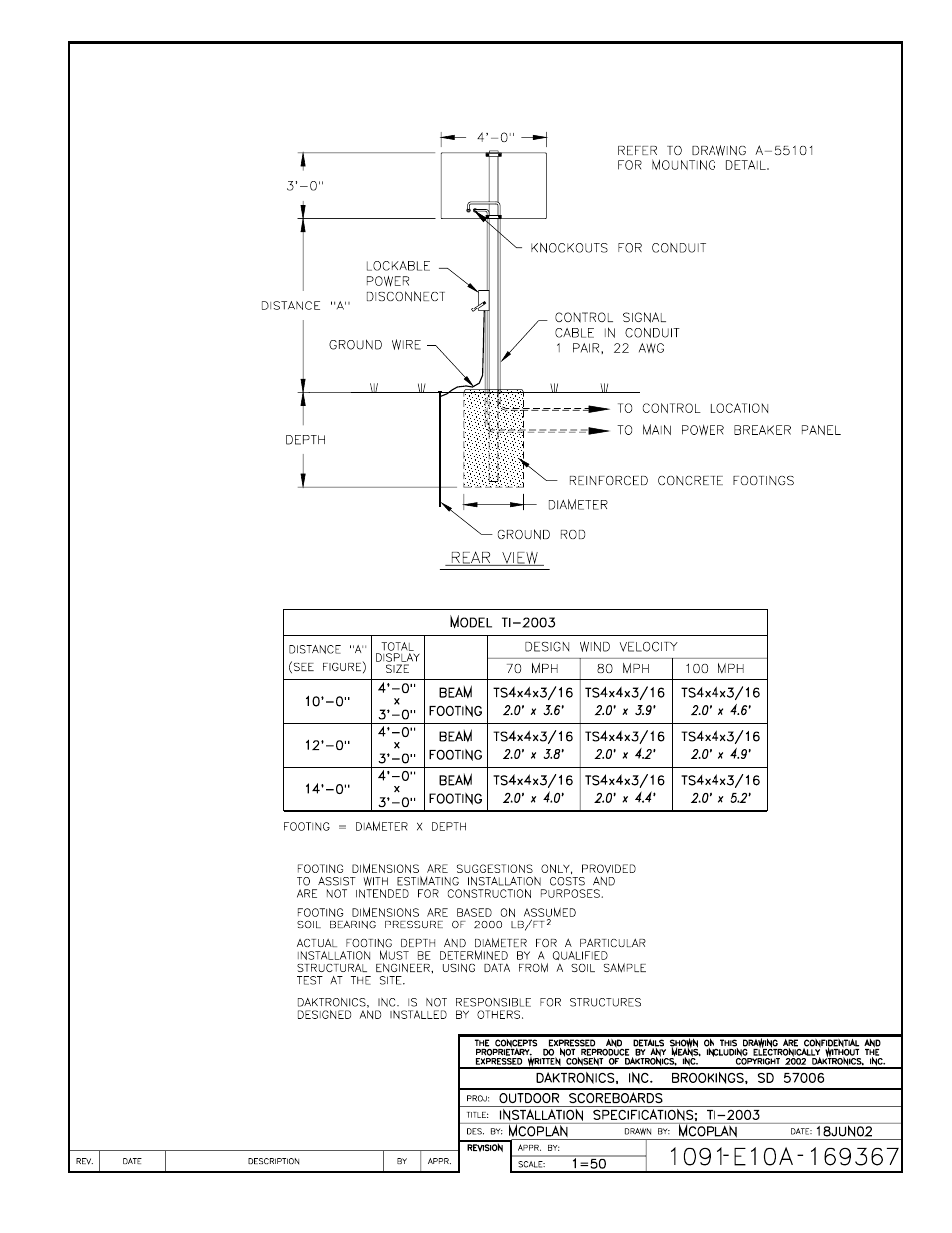 Drawing a-169367 | Daktronics BA-515 User Manual | Page 134 / 144