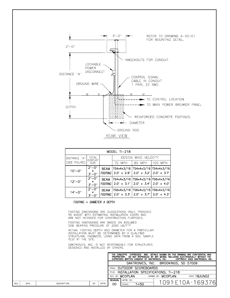 Drawing a-169376 | Daktronics BA-515 User Manual | Page 135 / 144