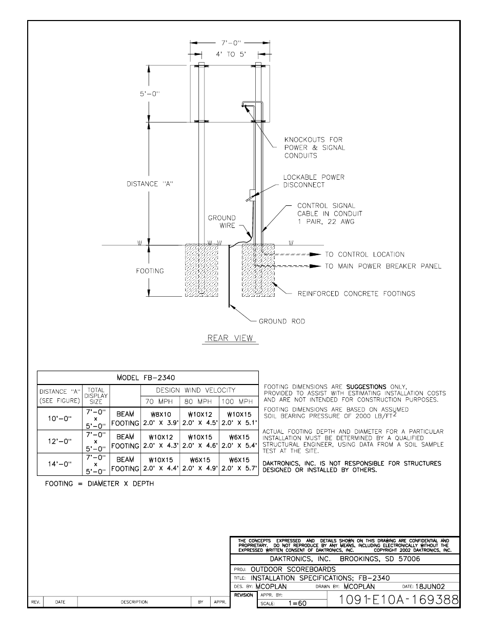 Drawing a-169388 | Daktronics BA-515 User Manual | Page 137 / 144