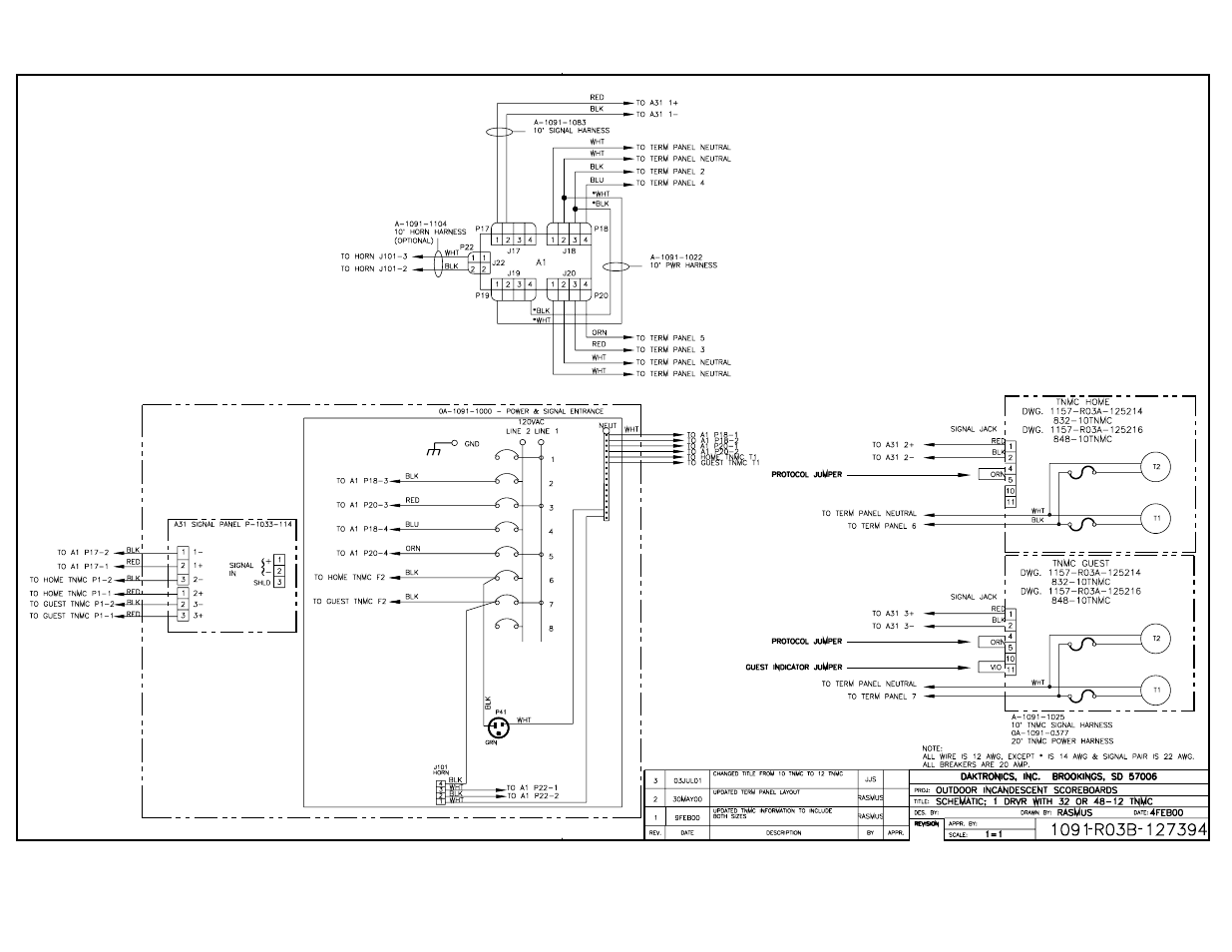 Drawing b-127394 | Daktronics BA-515 User Manual | Page 138 / 144