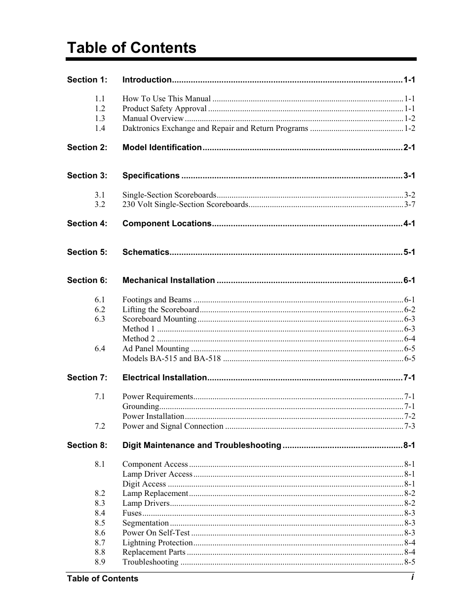 Daktronics BA-515 User Manual | Page 3 / 144