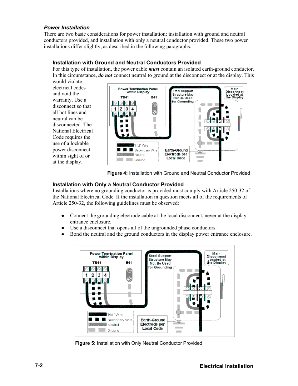 Power installation, Power installation -2 | Daktronics BA-515 User Manual | Page 30 / 144