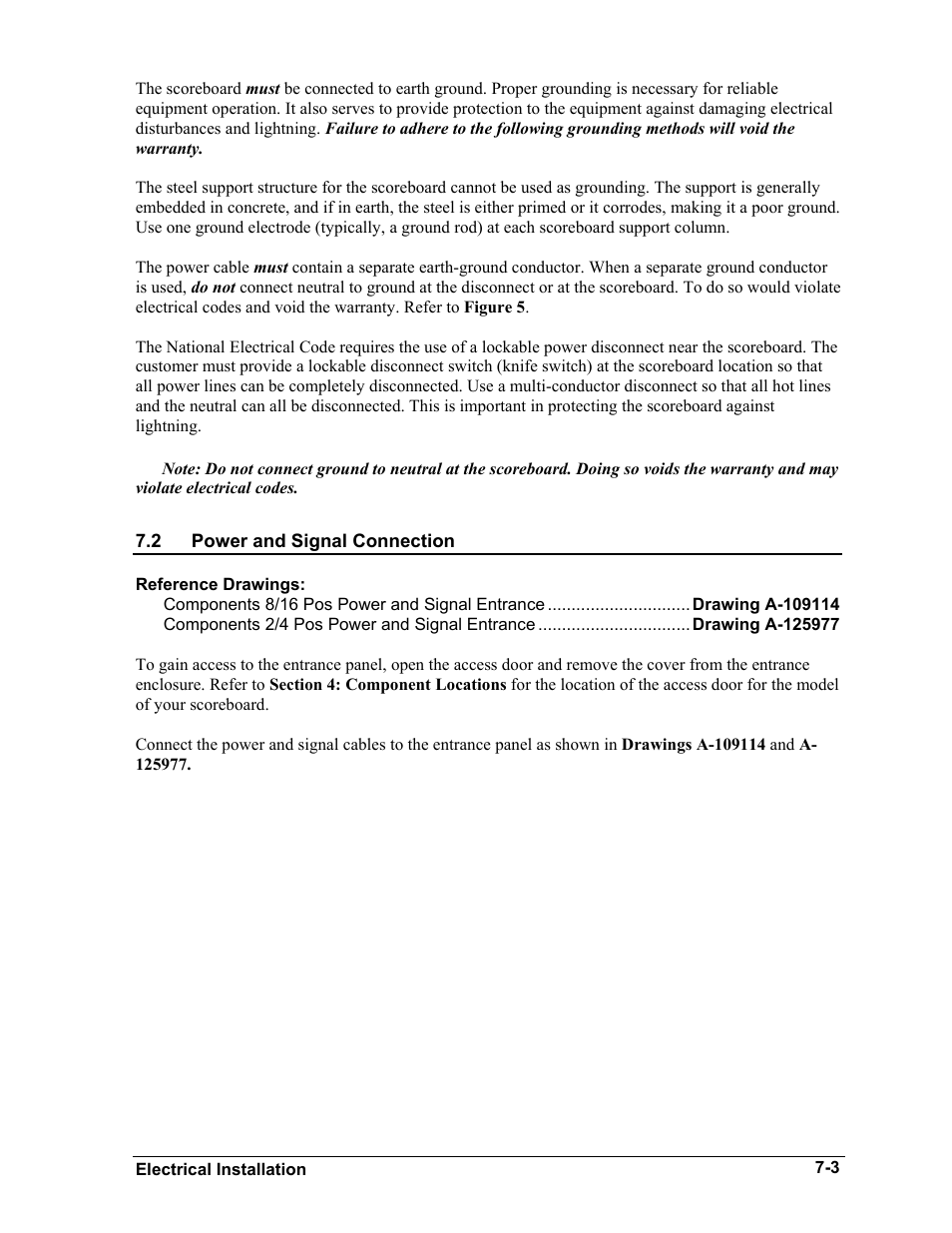 Power and signal connection, Power and signal connection -3 | Daktronics BA-515 User Manual | Page 31 / 144