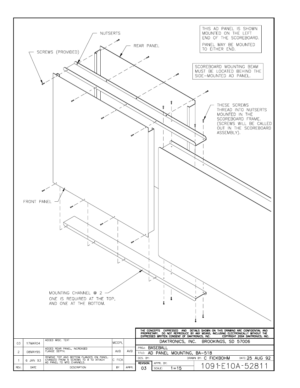 Drawing a-52811 | Daktronics BA-515 User Manual | Page 63 / 144