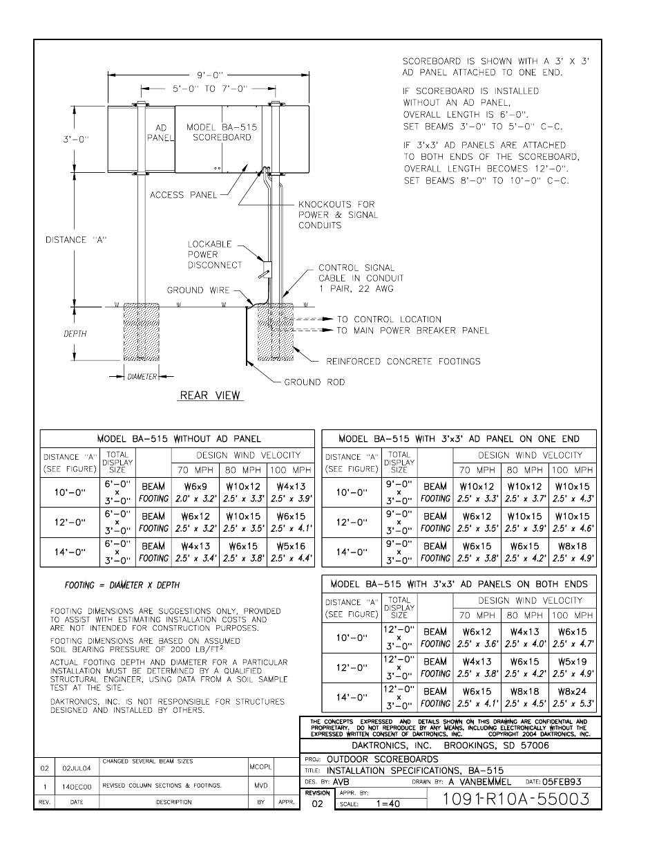 Drawing a-55003 | Daktronics BA-515 User Manual | Page 64 / 144