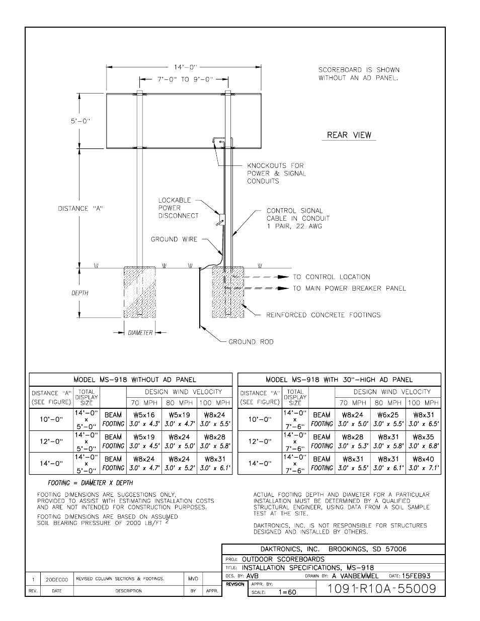 Drawing a-55009 | Daktronics BA-515 User Manual | Page 69 / 144