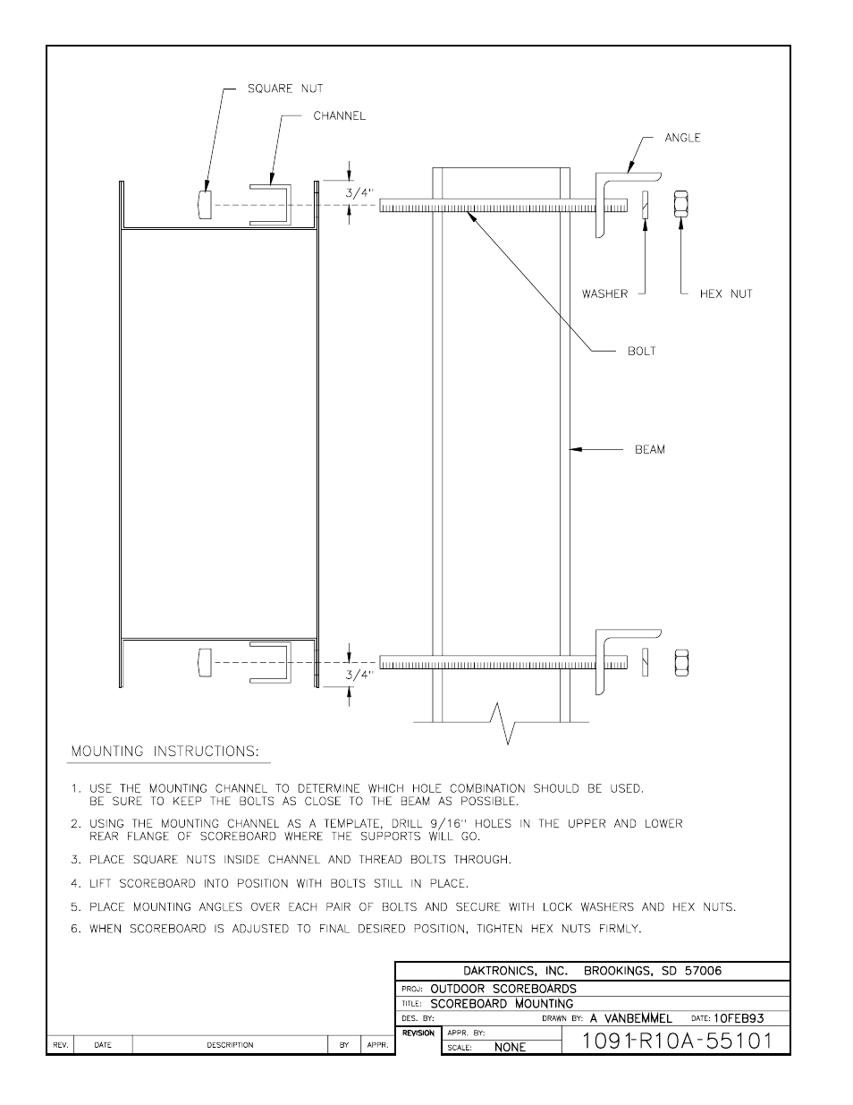 Drawing a-55101 | Daktronics BA-515 User Manual | Page 71 / 144