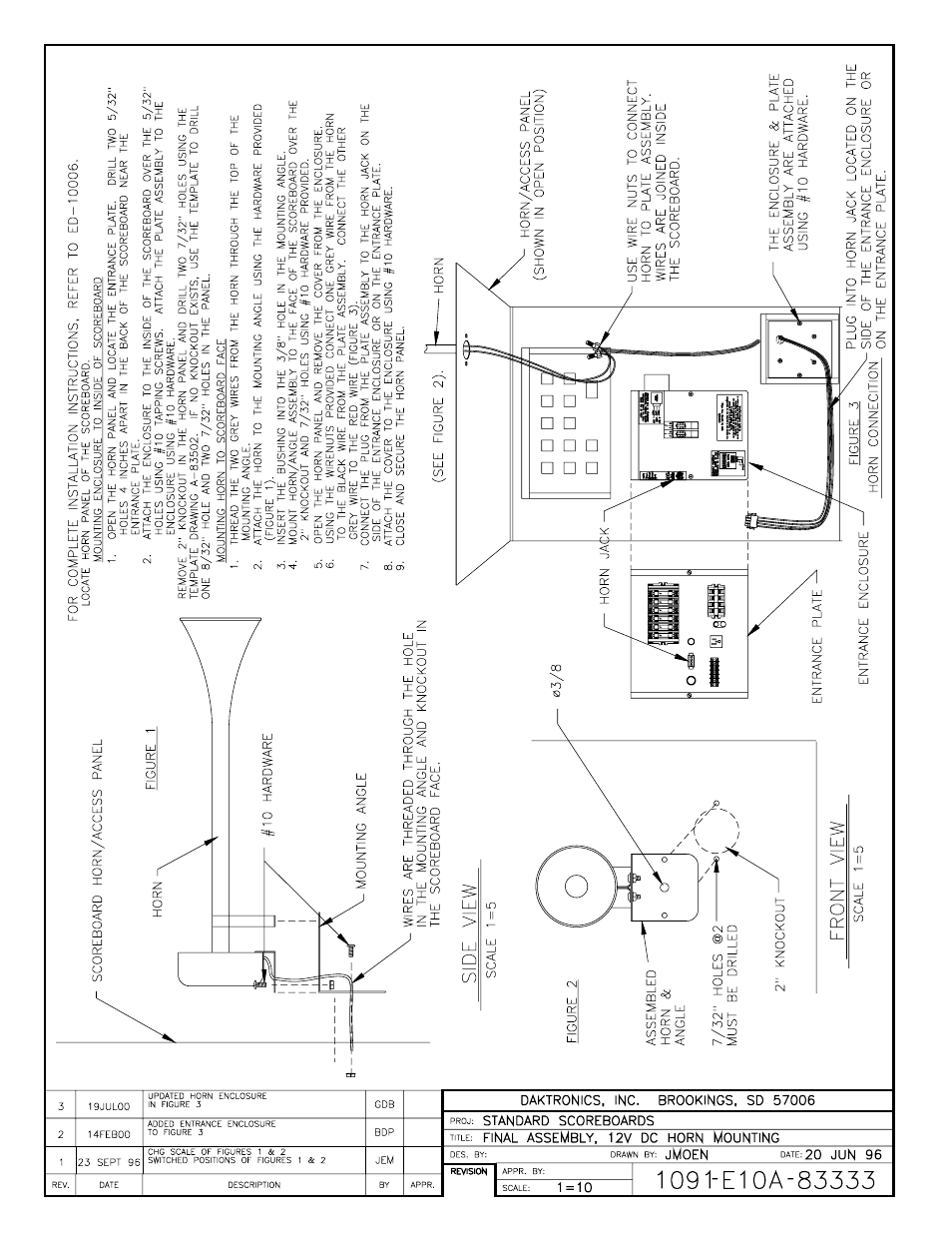 Drawing a-83333 | Daktronics BA-515 User Manual | Page 76 / 144