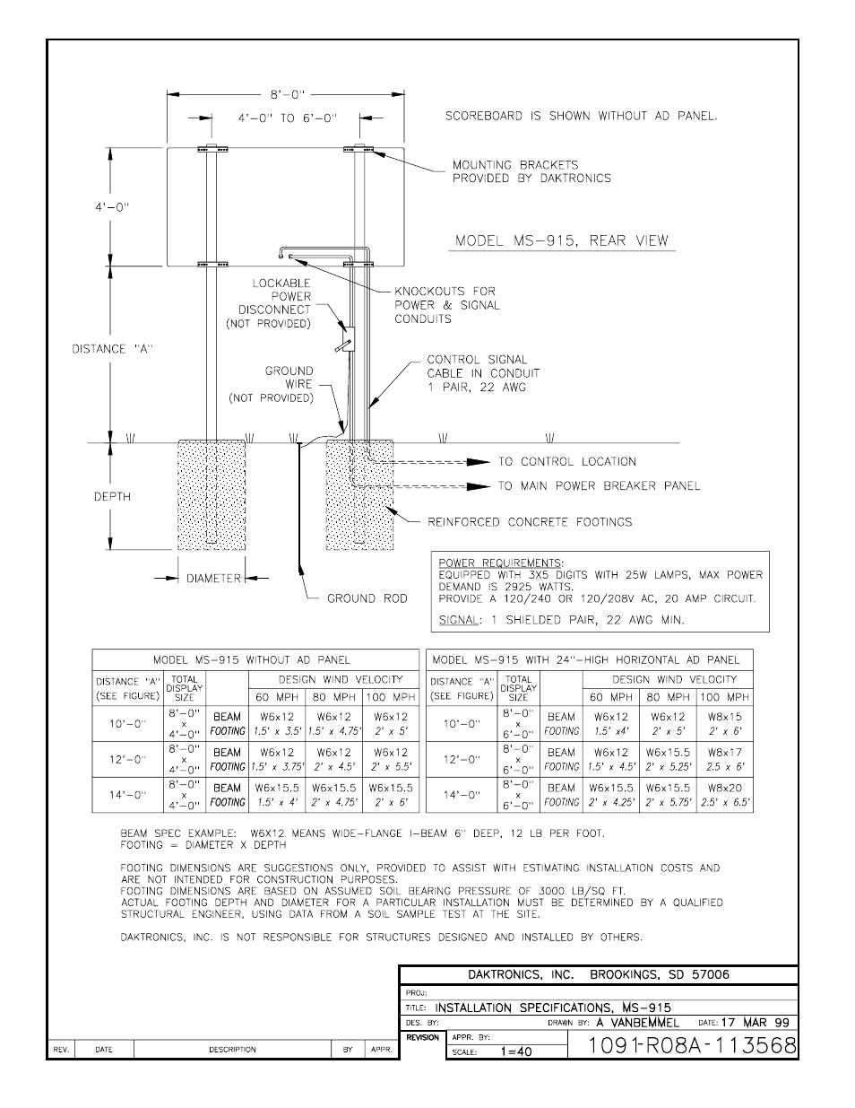 Drawing a-113568 | Daktronics BA-515 User Manual | Page 81 / 144