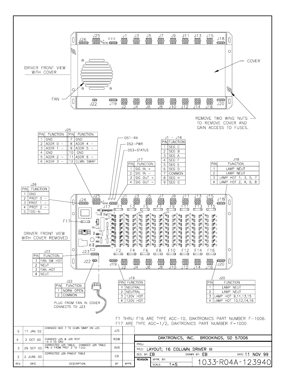 Drawing a-123940 | Daktronics BA-515 User Manual | Page 83 / 144