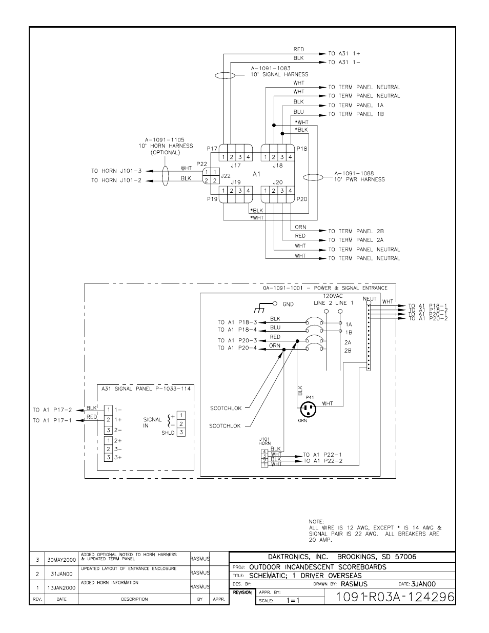 Drawing a-124296 | Daktronics BA-515 User Manual | Page 87 / 144