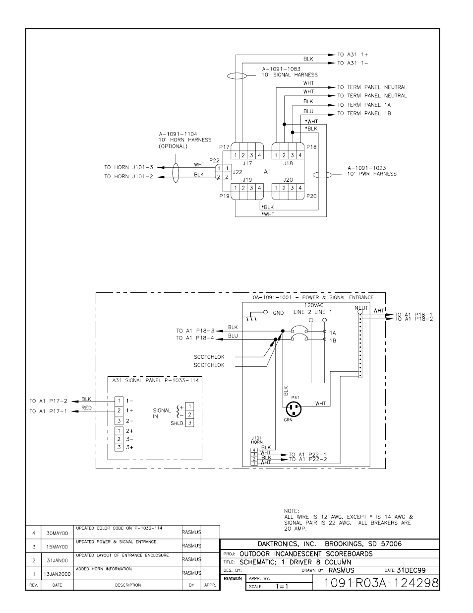 Drawing a-124298 | Daktronics BA-515 User Manual | Page 88 / 144