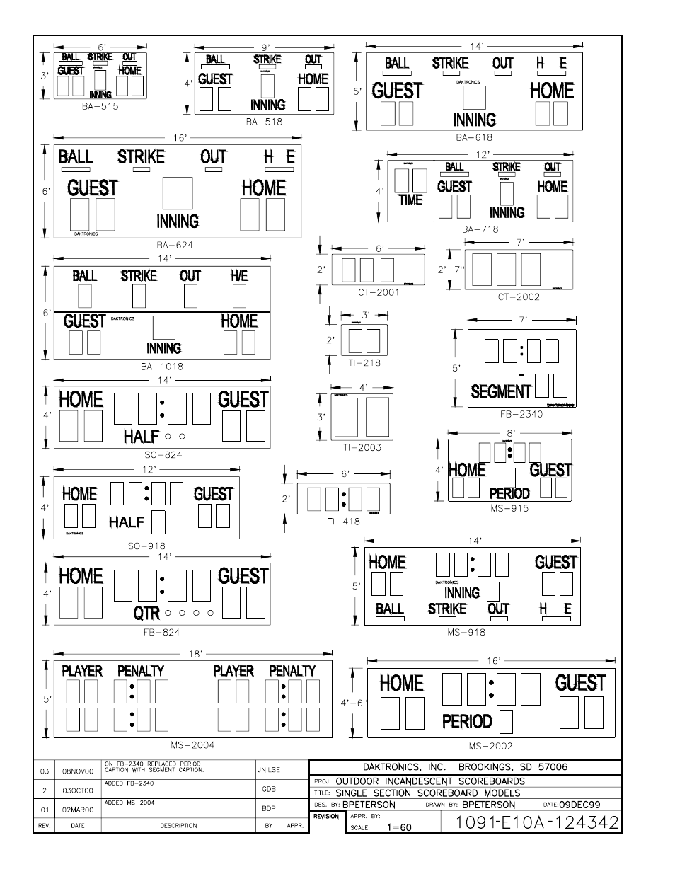 Drawing a-124342 | Daktronics BA-515 User Manual | Page 89 / 144