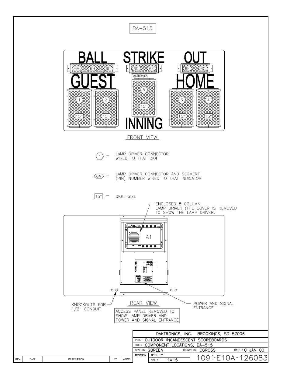 Drawing a-126083 | Daktronics BA-515 User Manual | Page 94 / 144