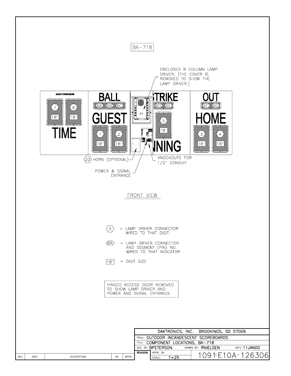 Drawing a-126306 | Daktronics BA-515 User Manual | Page 98 / 144