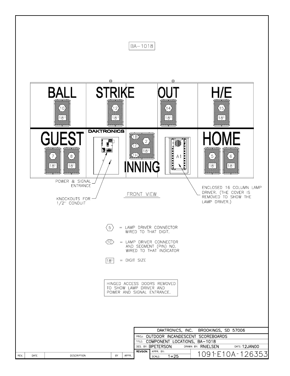 Drawing a-126353 | Daktronics BA-515 User Manual | Page 99 / 144