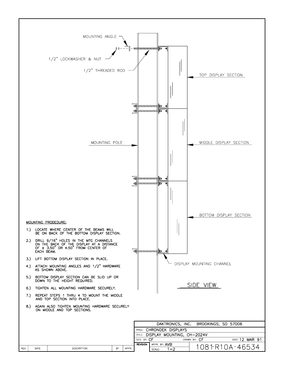 Drawing a-46534 | Daktronics CH-2024V User Manual | Page 13 / 26