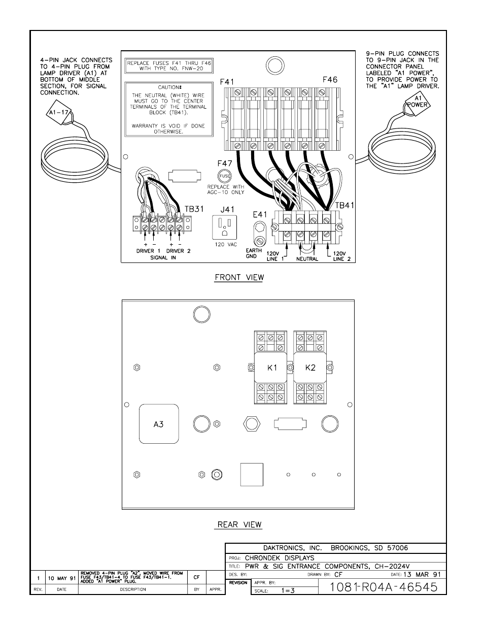 Drawing a-46545 | Daktronics CH-2024V User Manual | Page 15 / 26