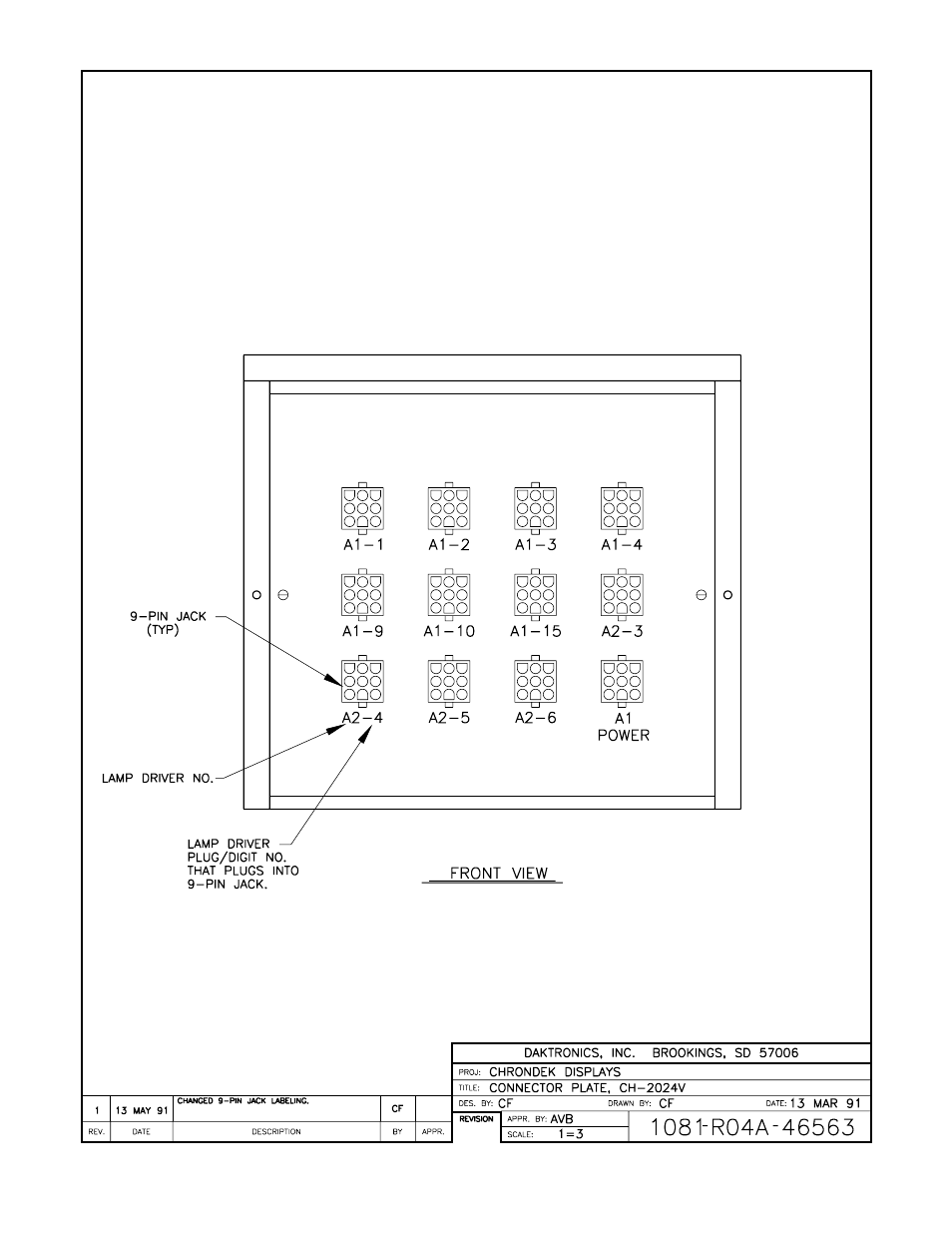 Drawing a-46563 | Daktronics CH-2024V User Manual | Page 16 / 26