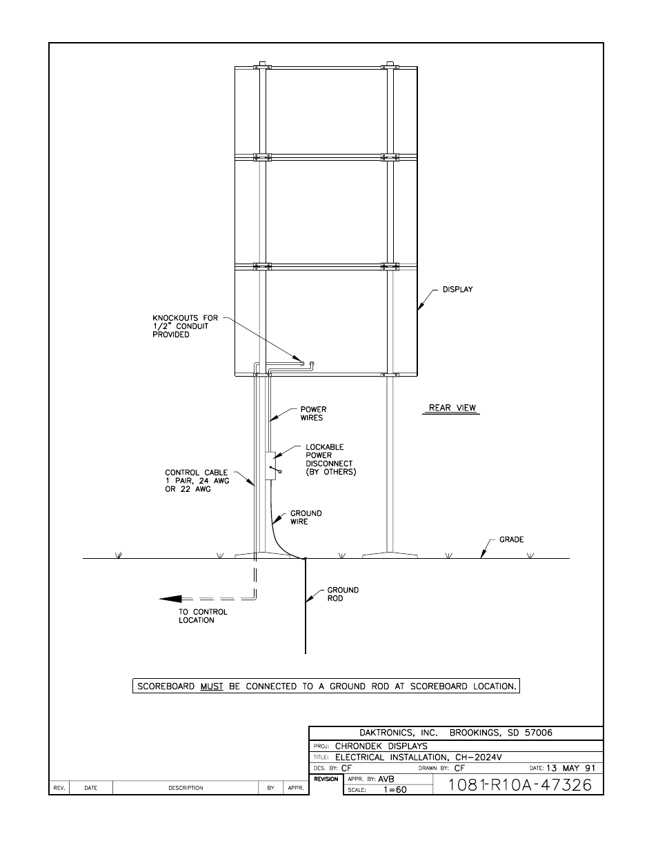 Drawing a-47326 | Daktronics CH-2024V User Manual | Page 18 / 26