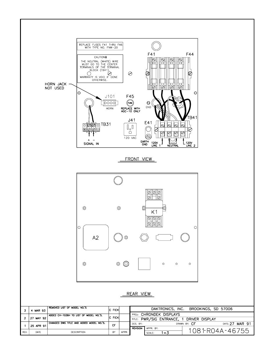 Drawing a-46755 | Daktronics CH-1624V User Manual | Page 10 / 24