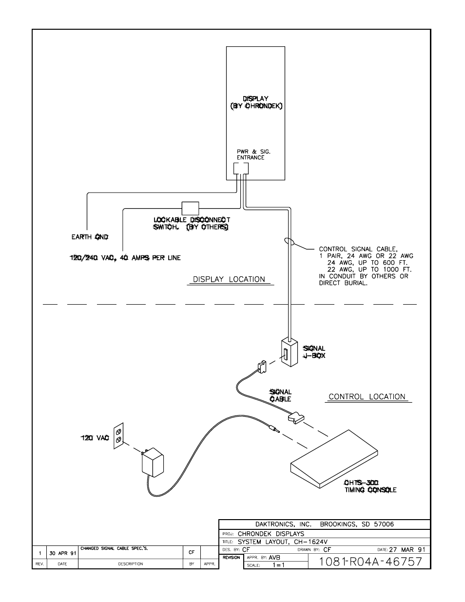 Drawing a-46757 | Daktronics CH-1624V User Manual | Page 12 / 24
