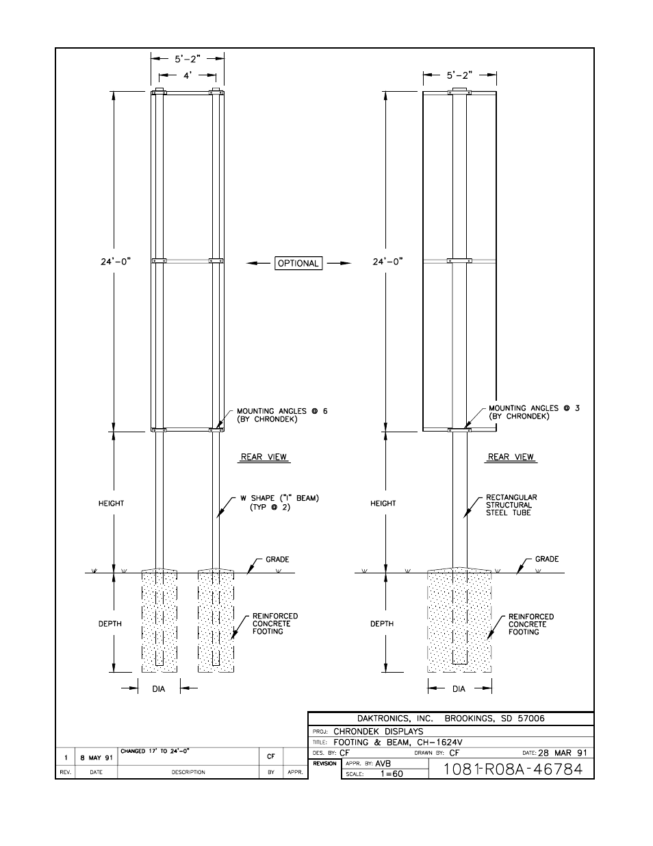 Drawing a-46784 | Daktronics CH-1624V User Manual | Page 14 / 24