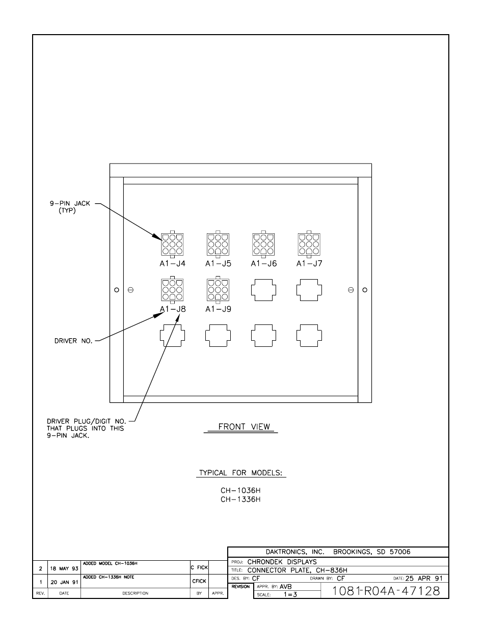 Drawing a-47128 | Daktronics CH-836H User Manual | Page 17 / 26