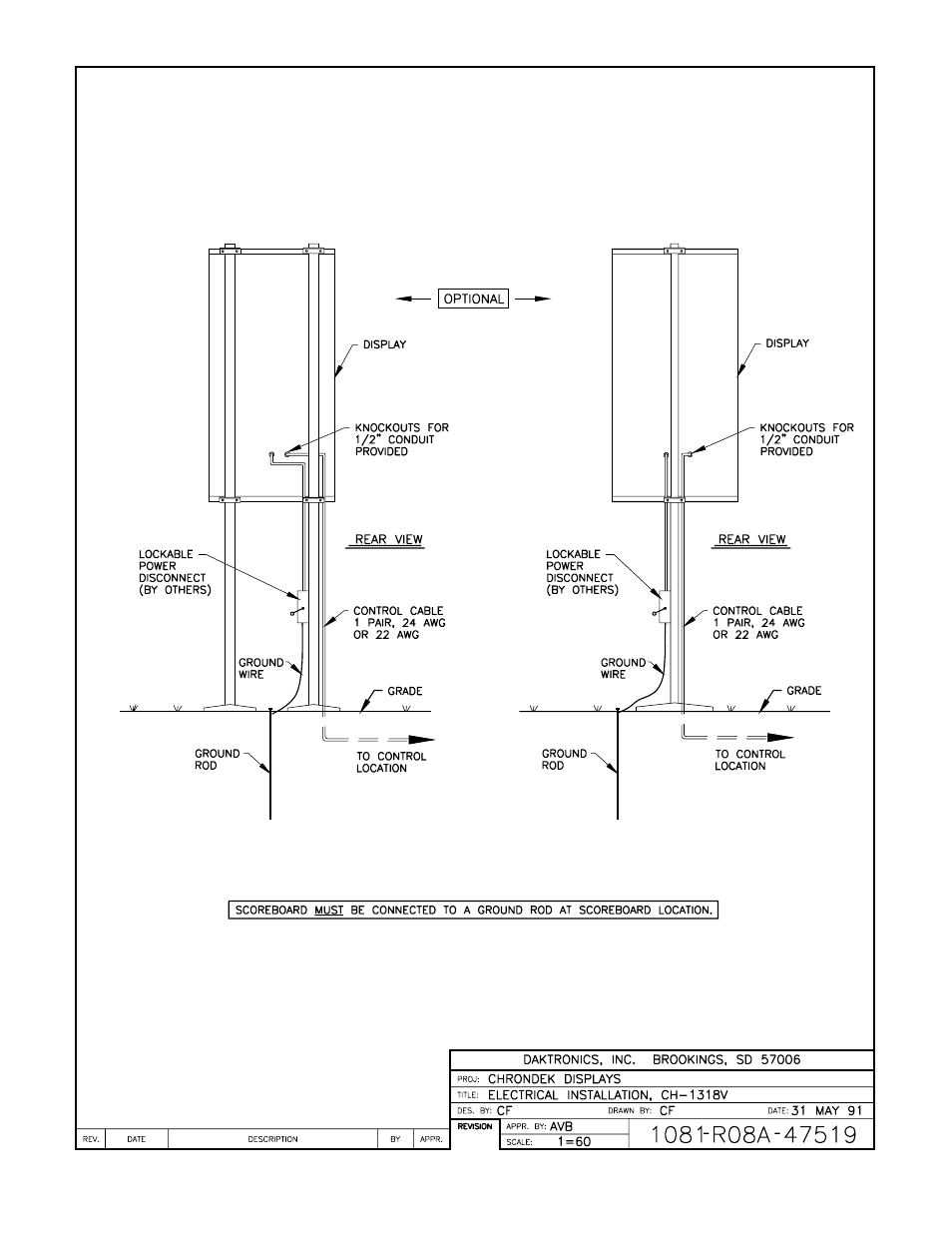 Drawing a-47519 | Daktronics CH-1318V User Manual | Page 16 / 26