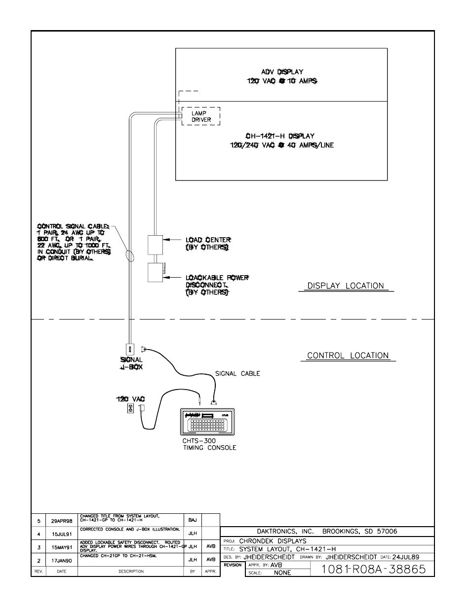 Drawing a-38865 | Daktronics CH-1421V User Manual | Page 12 / 24