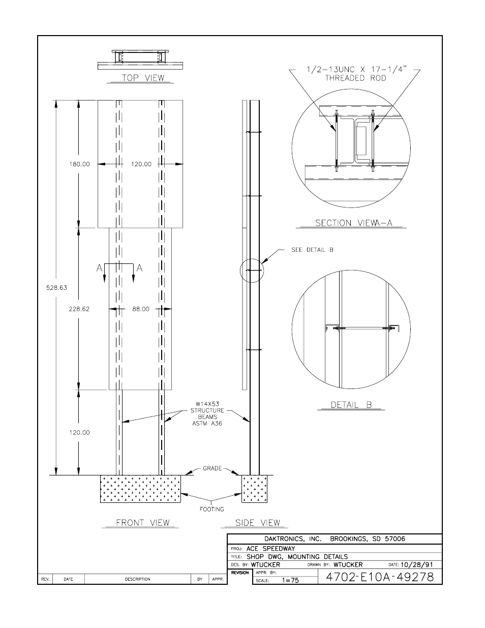 Drawing a-49278 | Daktronics CH-1421V User Manual | Page 15 / 24