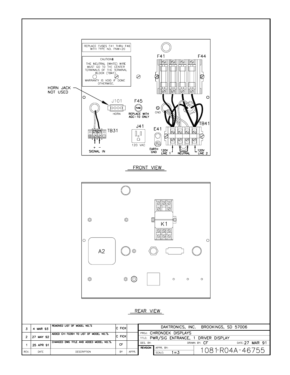 Drawing a-46755 | Daktronics CH-1036H User Manual | Page 11 / 26