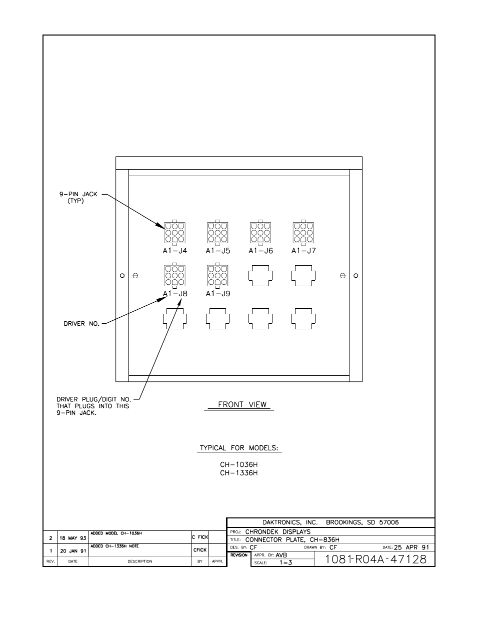 Drawing a-47128 | Daktronics CH-1036H User Manual | Page 13 / 26