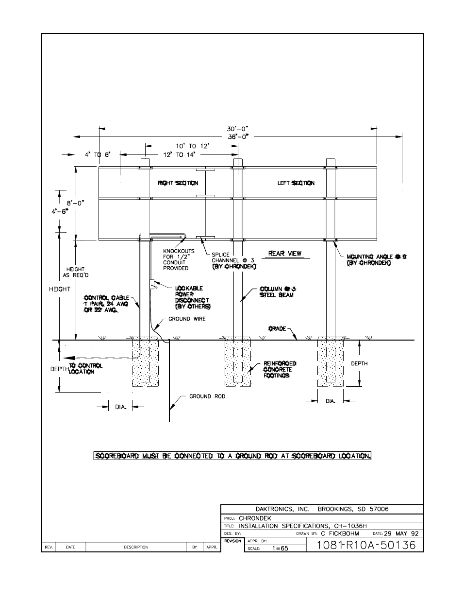 Drawing a-50136 | Daktronics CH-1036H User Manual | Page 14 / 26