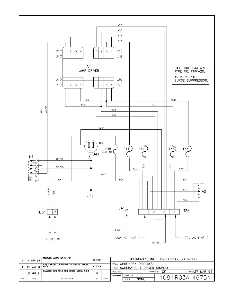 Drawing a-46754 | Daktronics CH-1036H User Manual | Page 26 / 26