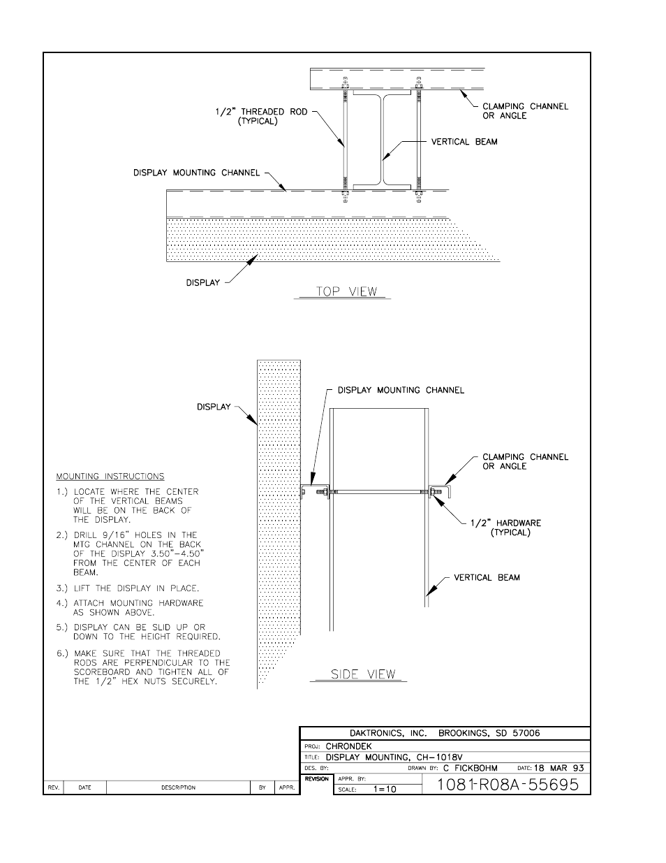 Drawing a-55695 | Daktronics CH-1018V User Manual | Page 15 / 26