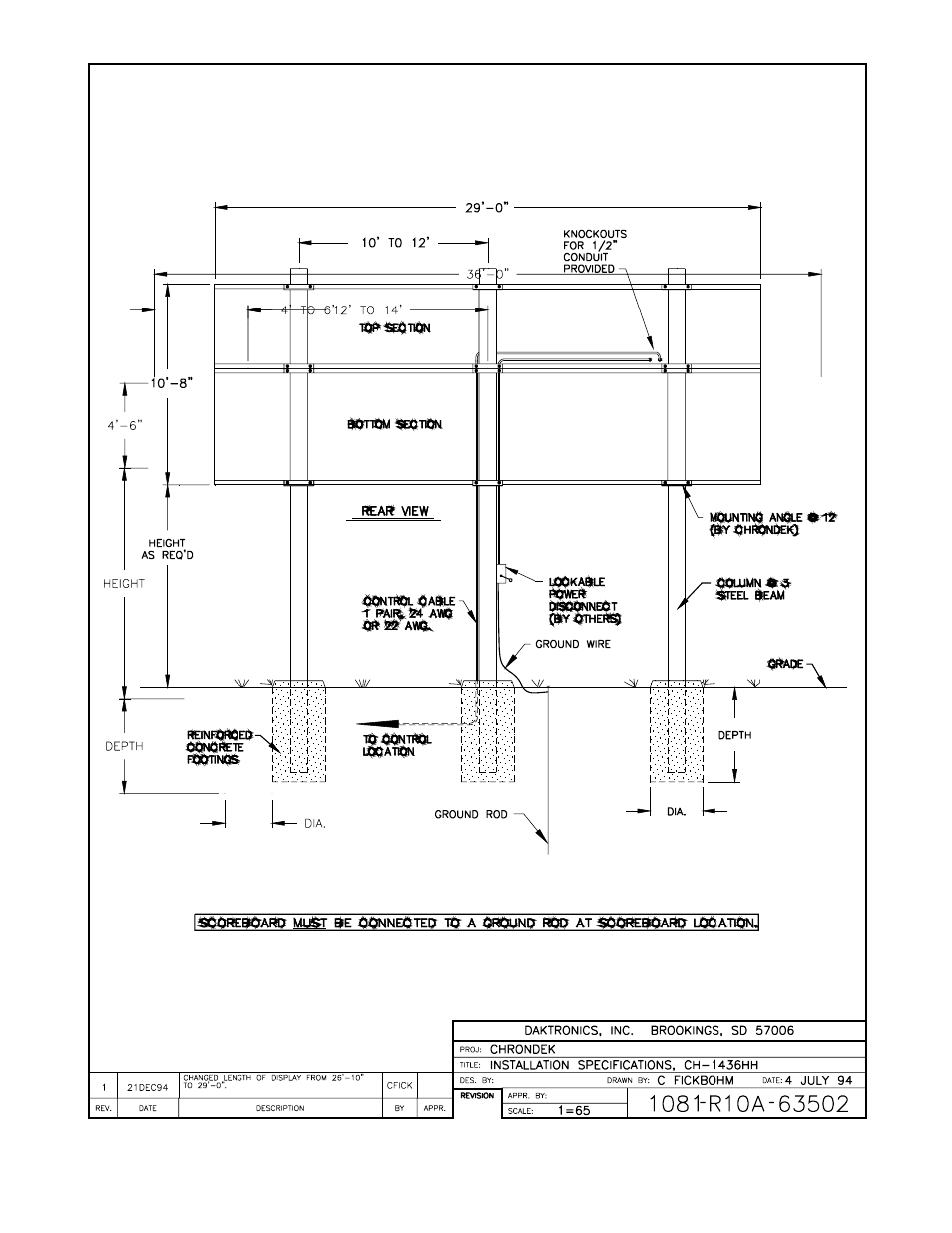 Drawing a-63502 | Daktronics CH-1436H User Manual | Page 13 / 26
