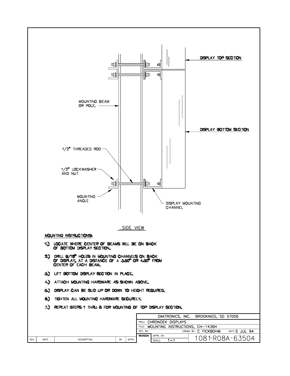 Drawing a-63504 | Daktronics CH-1436H User Manual | Page 15 / 26