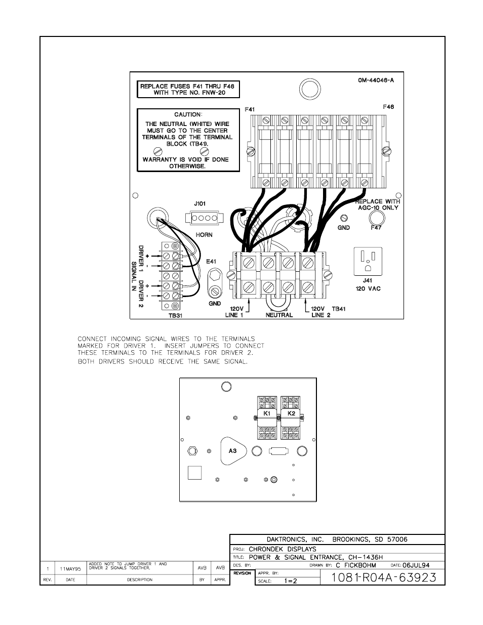 Drawing a-63923 | Daktronics CH-1436H User Manual | Page 17 / 26
