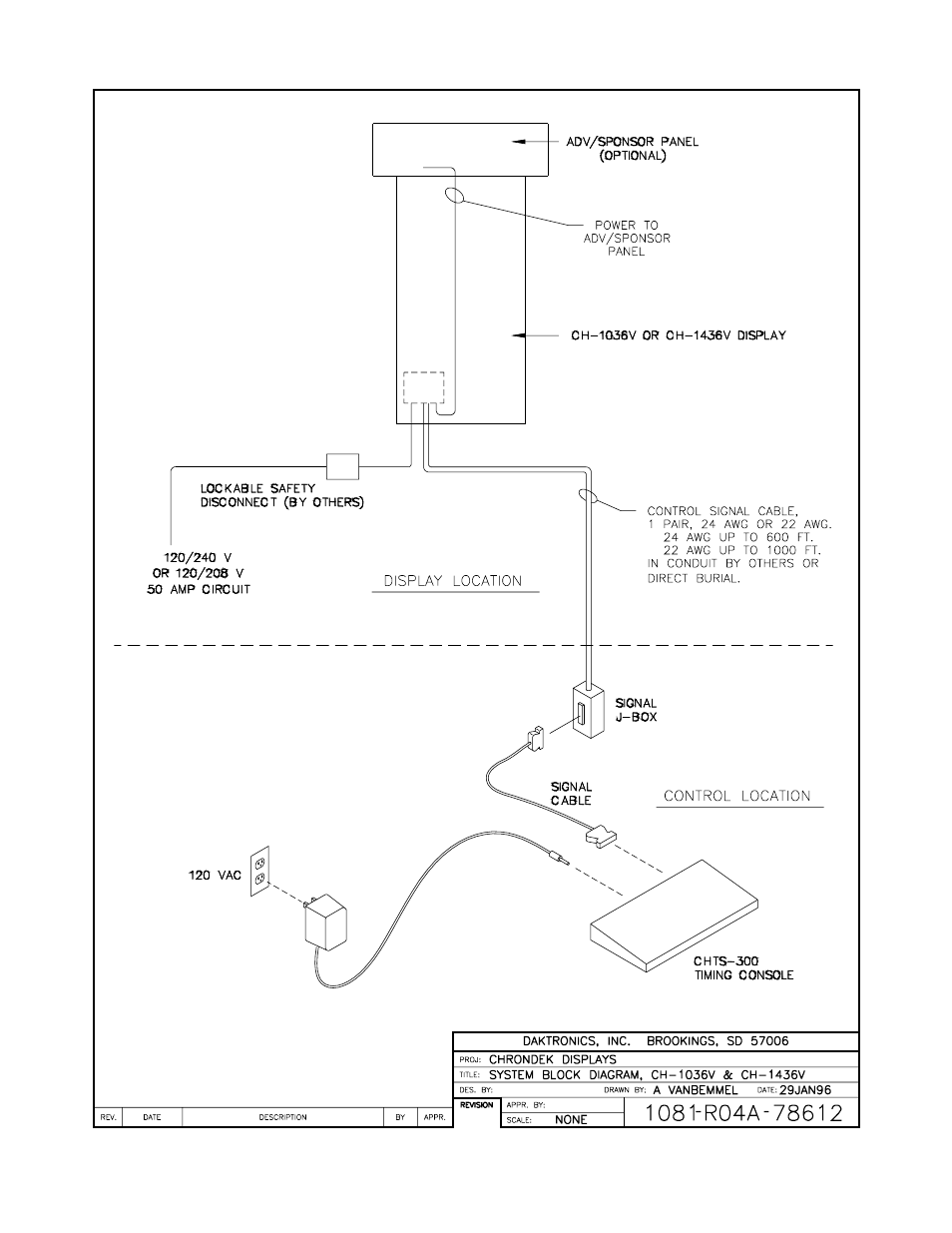 Drawing a-78612 | Daktronics CH-1036V User Manual | Page 14 / 24